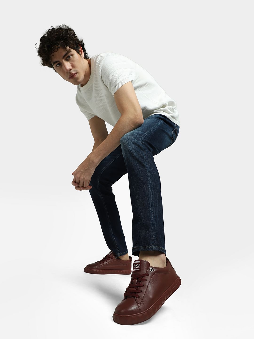 Maroon Leather Sneakers