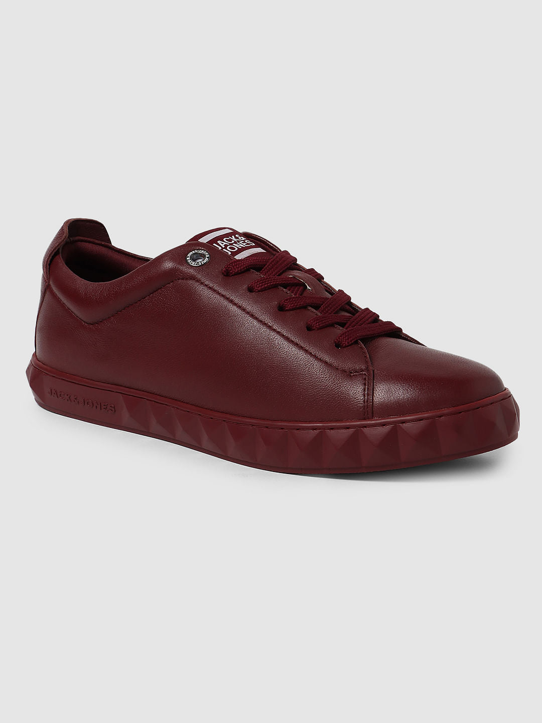 Maroon Leather Sneakers