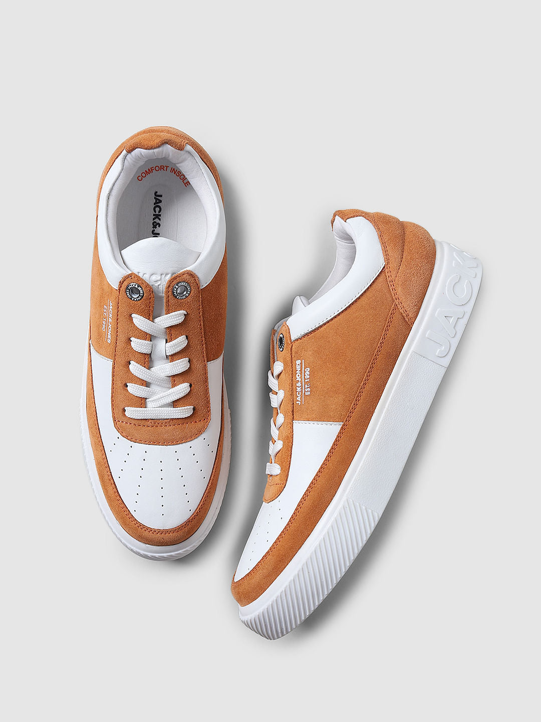 Orange Colourblocked Skater Sneakers