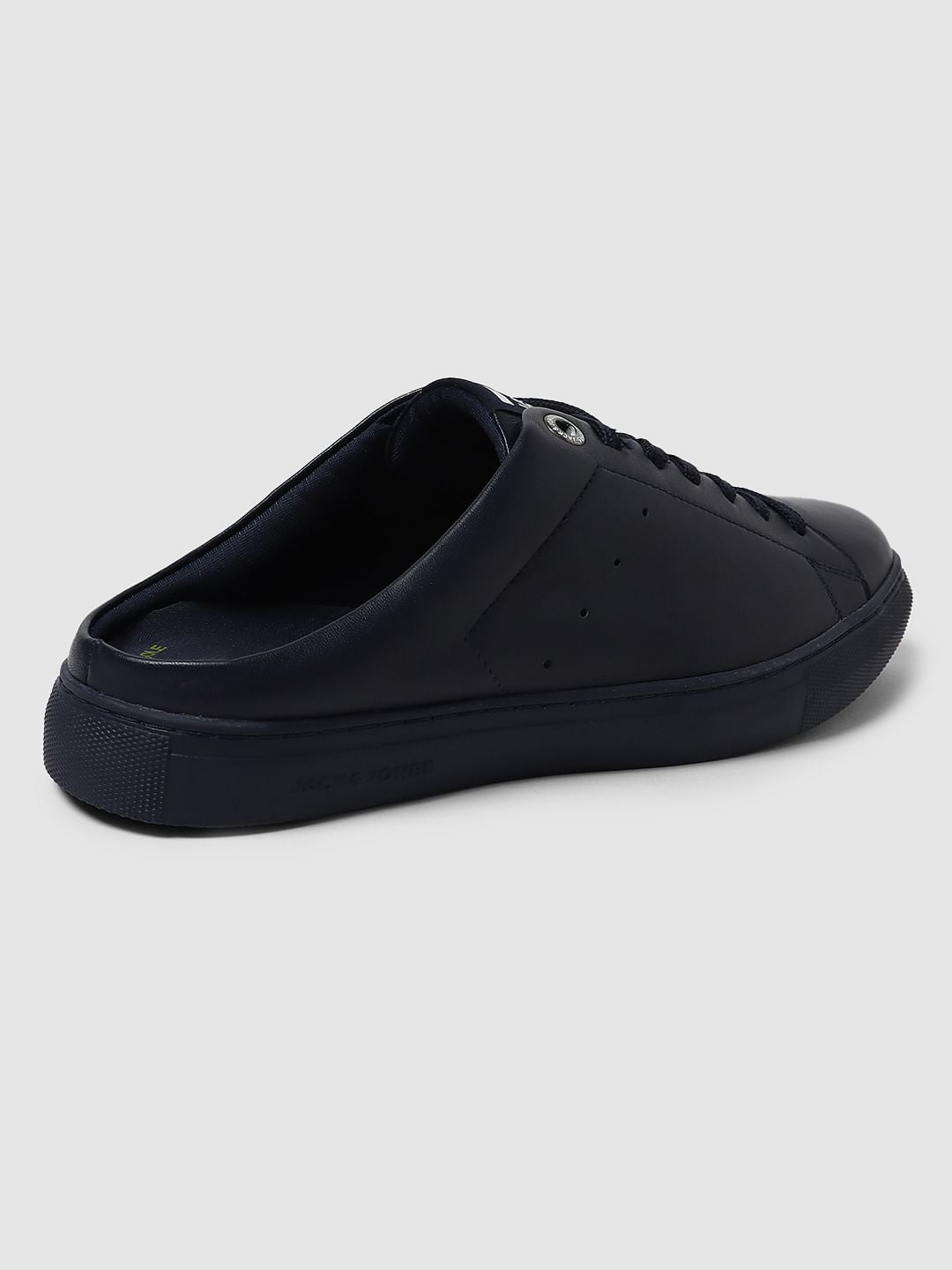 Navy Blue Lace Up Mules