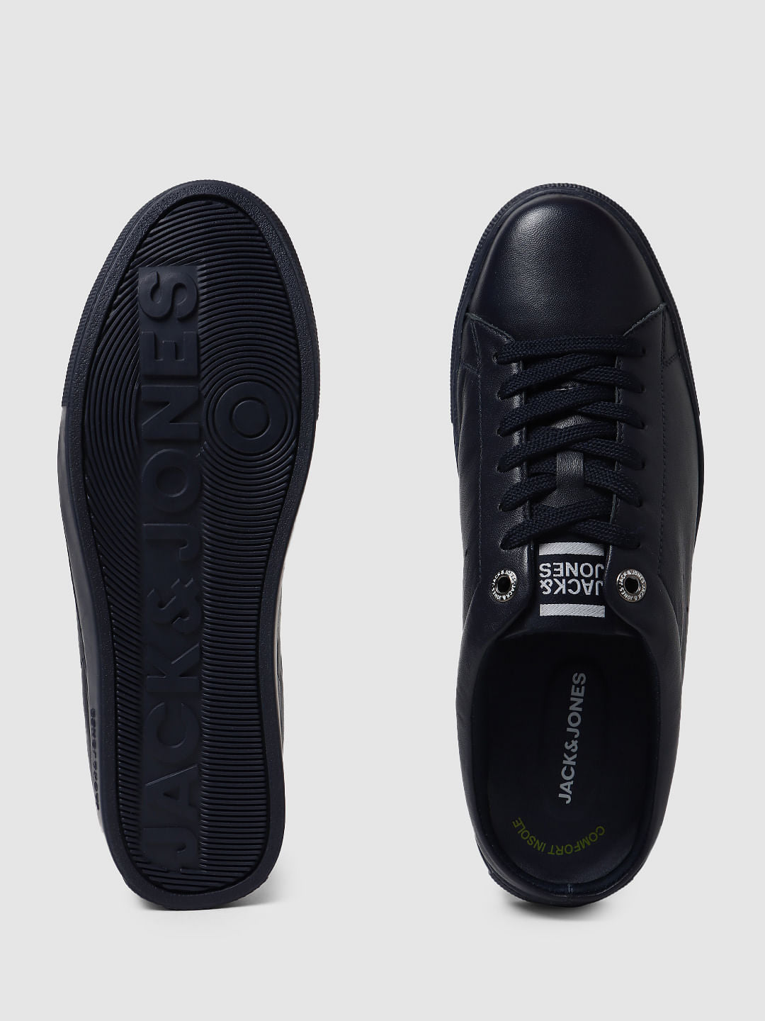 Navy Blue Lace Up Mules