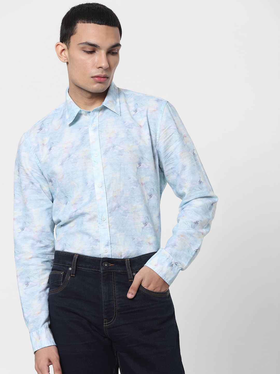 Blue Abstract Print Full Sleeves Shirt