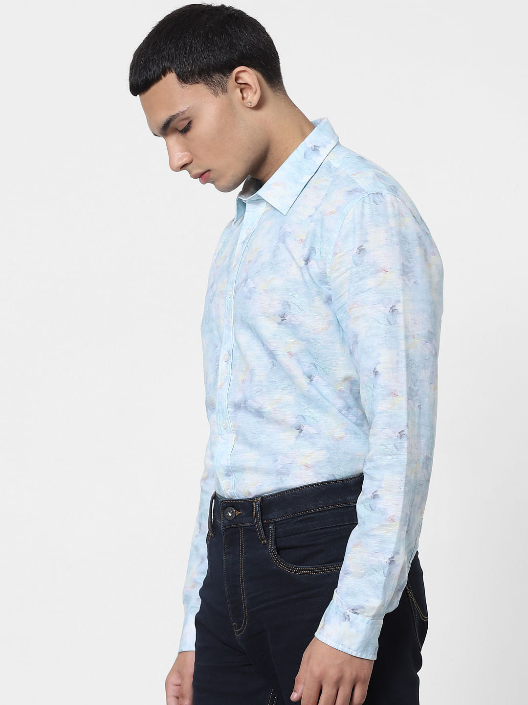Blue Abstract Print Full Sleeves Shirt