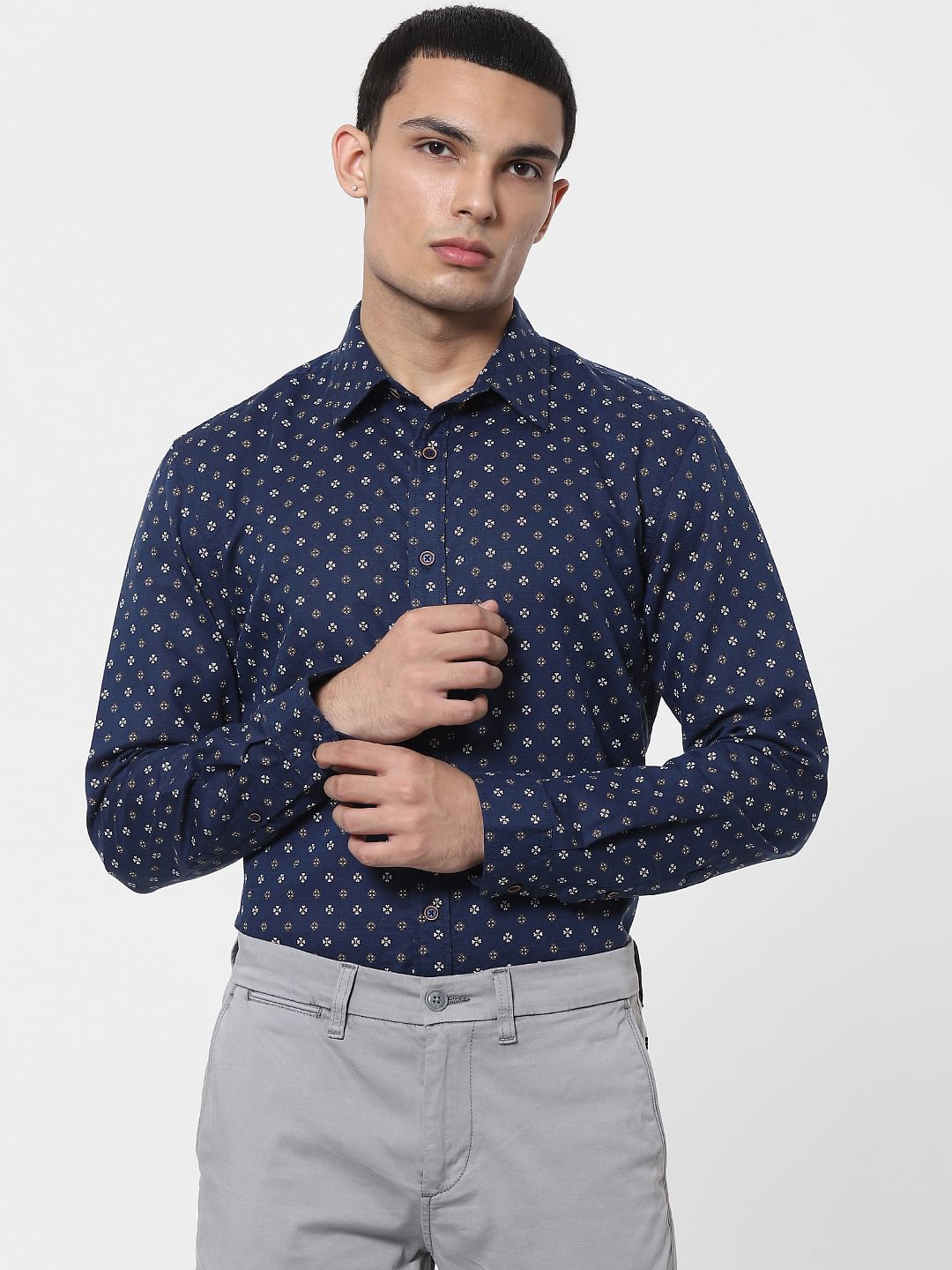 Blue Dobby Full Sleeves Shirt