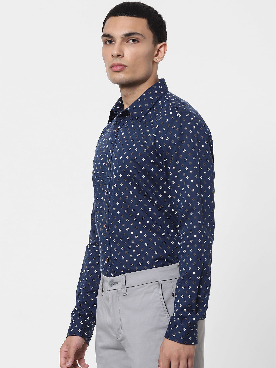 Blue Dobby Full Sleeves Shirt