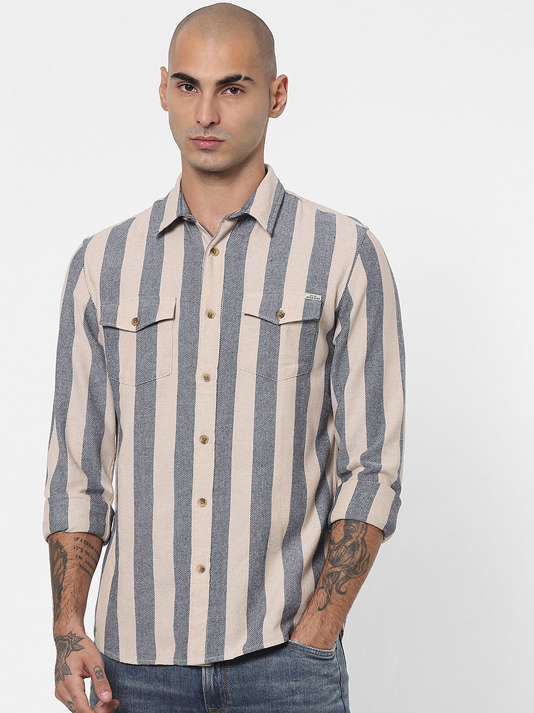 Beige Striped Shirt