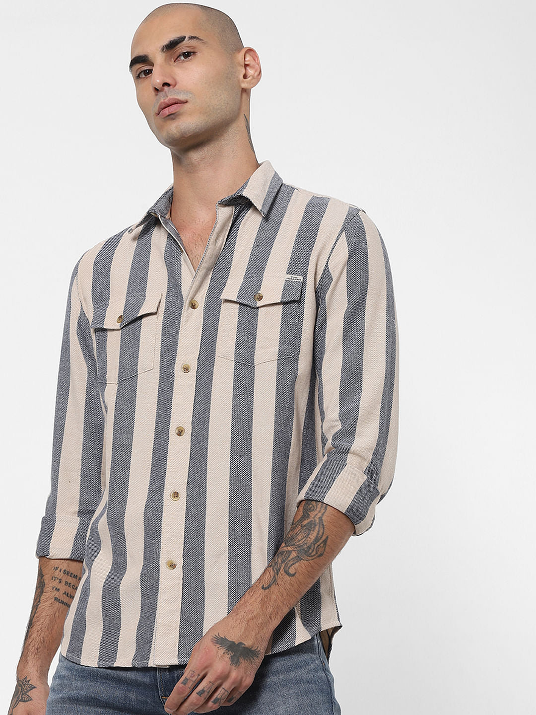 Beige Striped Shirt