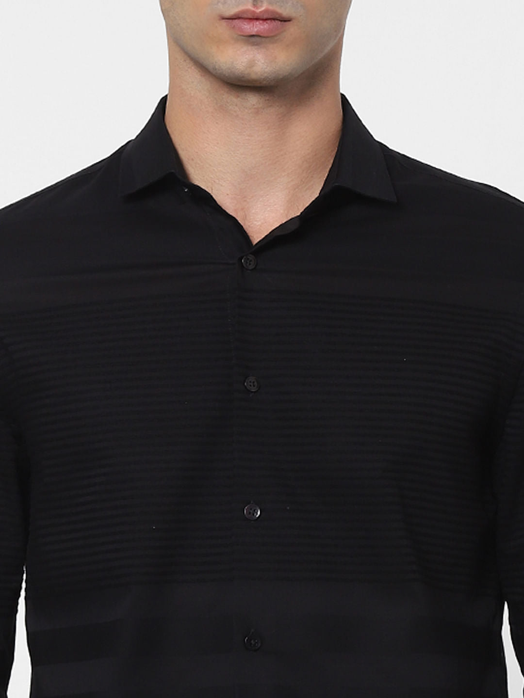 Black Striped Full Sleeves Shirt