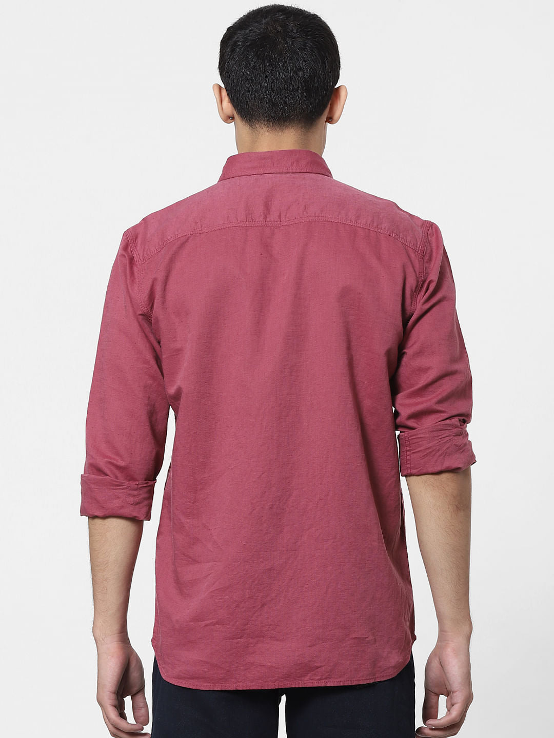 Red Full Sleeves Washed Linen Shirt