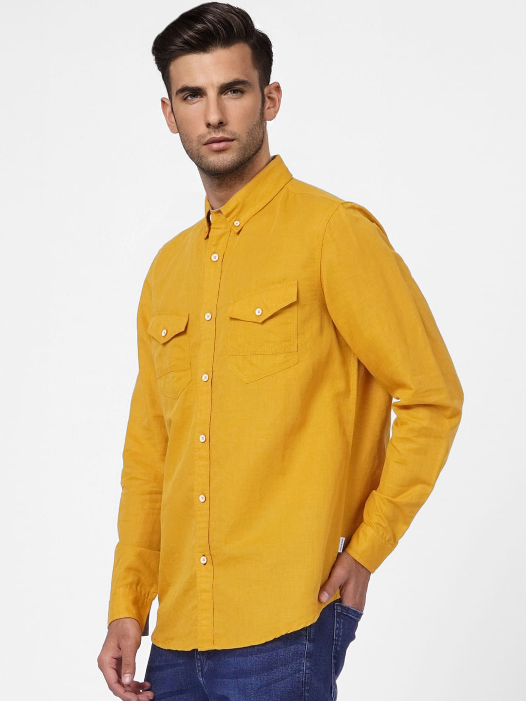 Mustard Linen Blend Shirt