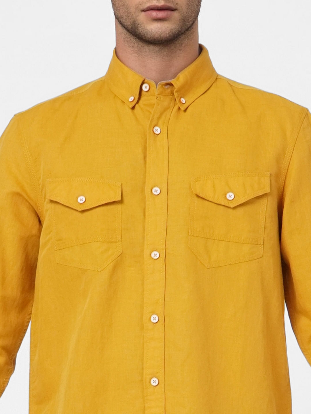 Mustard Linen Blend Shirt