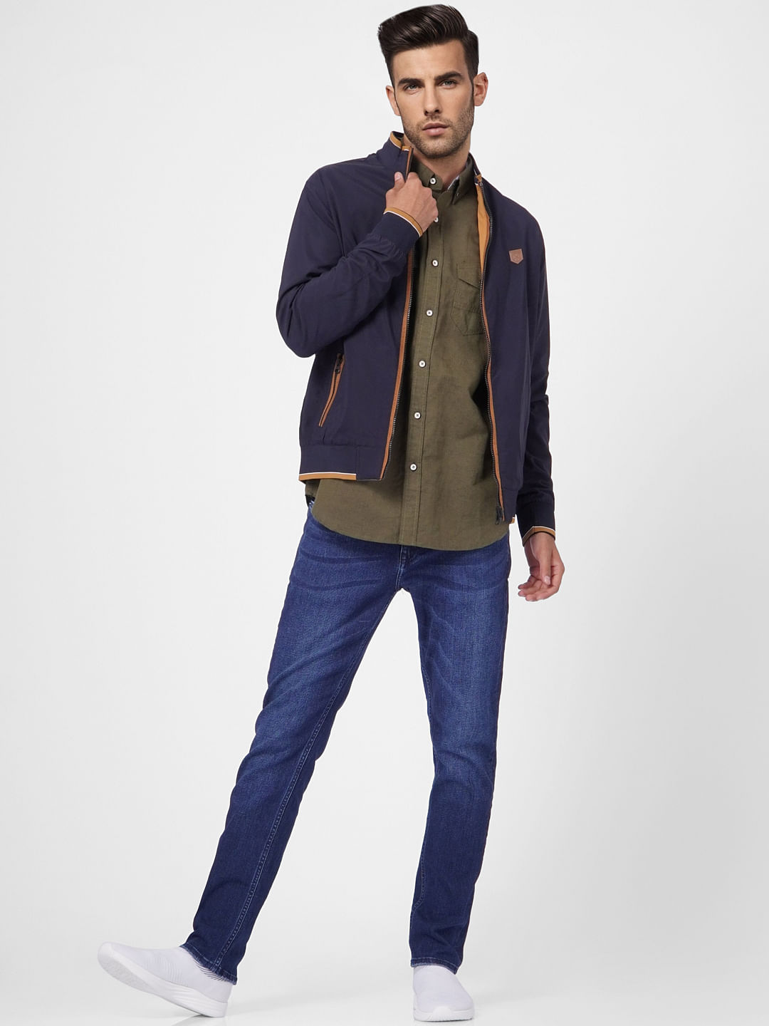 Green Linen Blend Full Sleeves Shirt