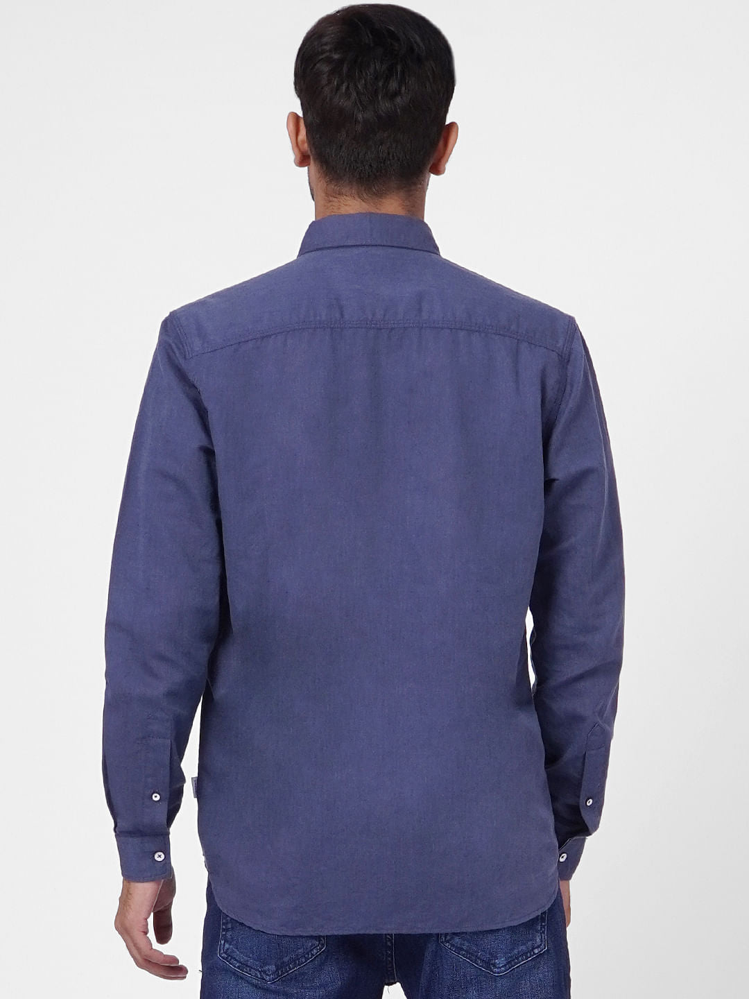 Blue Linen Blend Full Sleeves Shirt