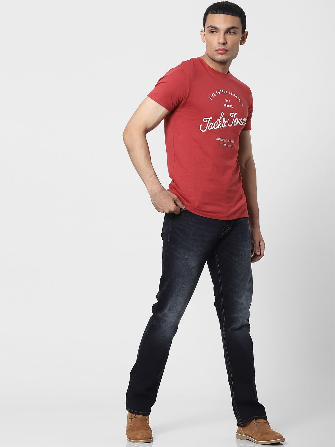 Blue Mid Rise Clark Regular Fit Jeans