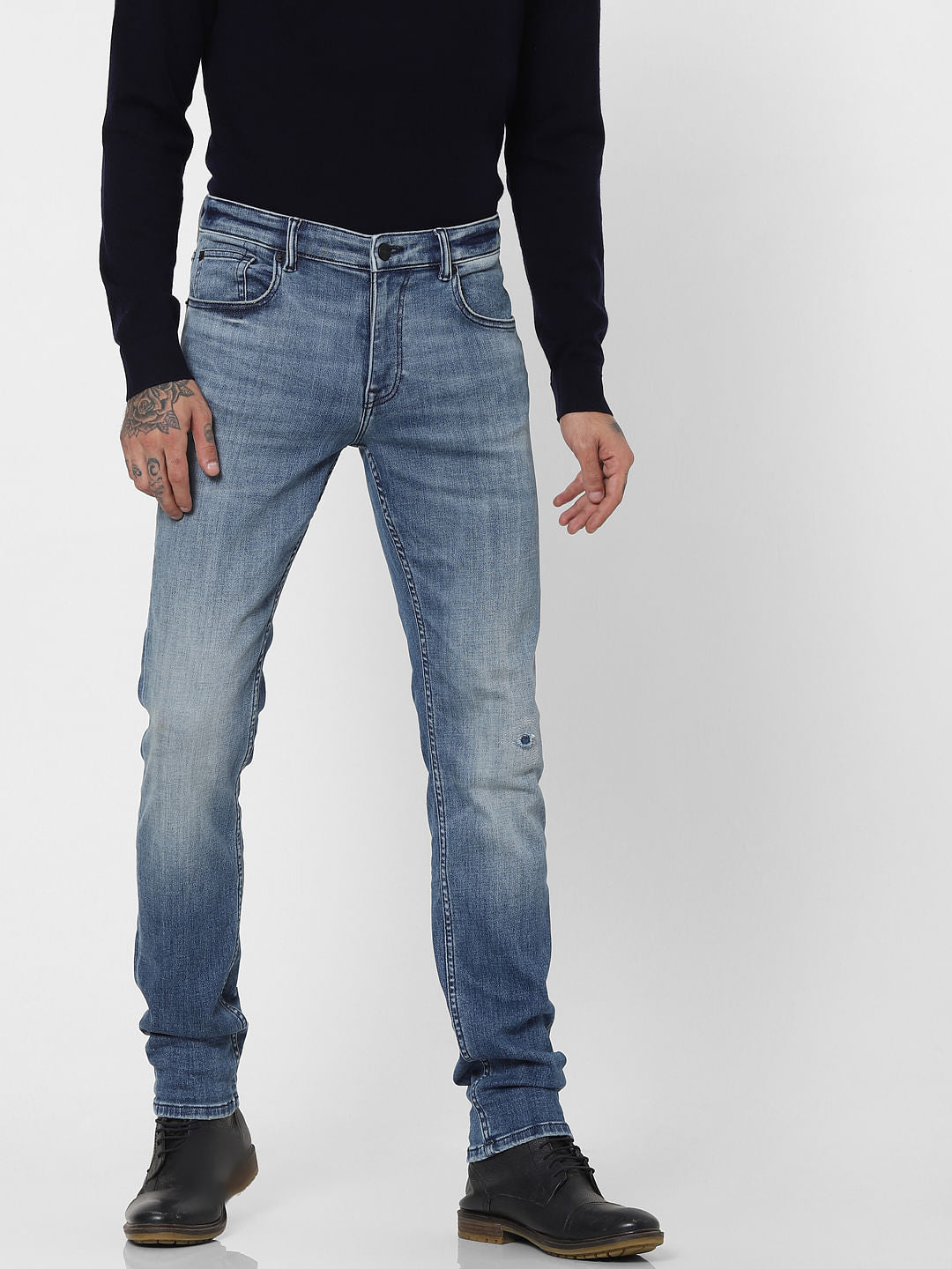 Blue Low Rise Washed Ben Skinny Jeans