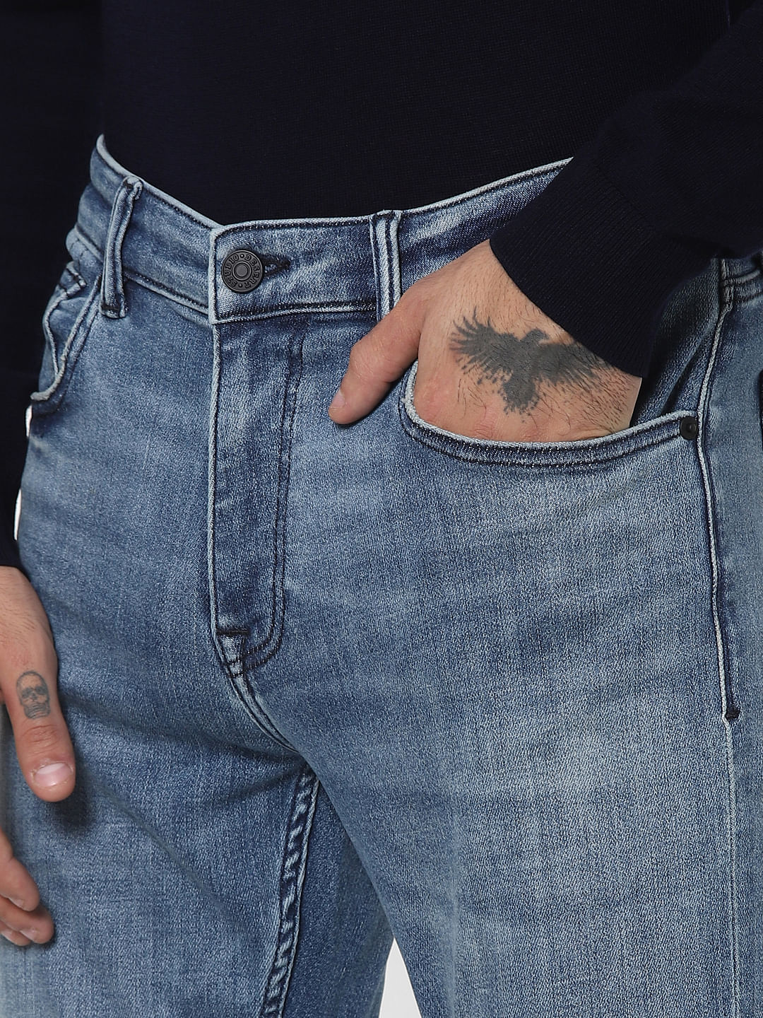 Blue Low Rise Washed Ben Skinny Jeans