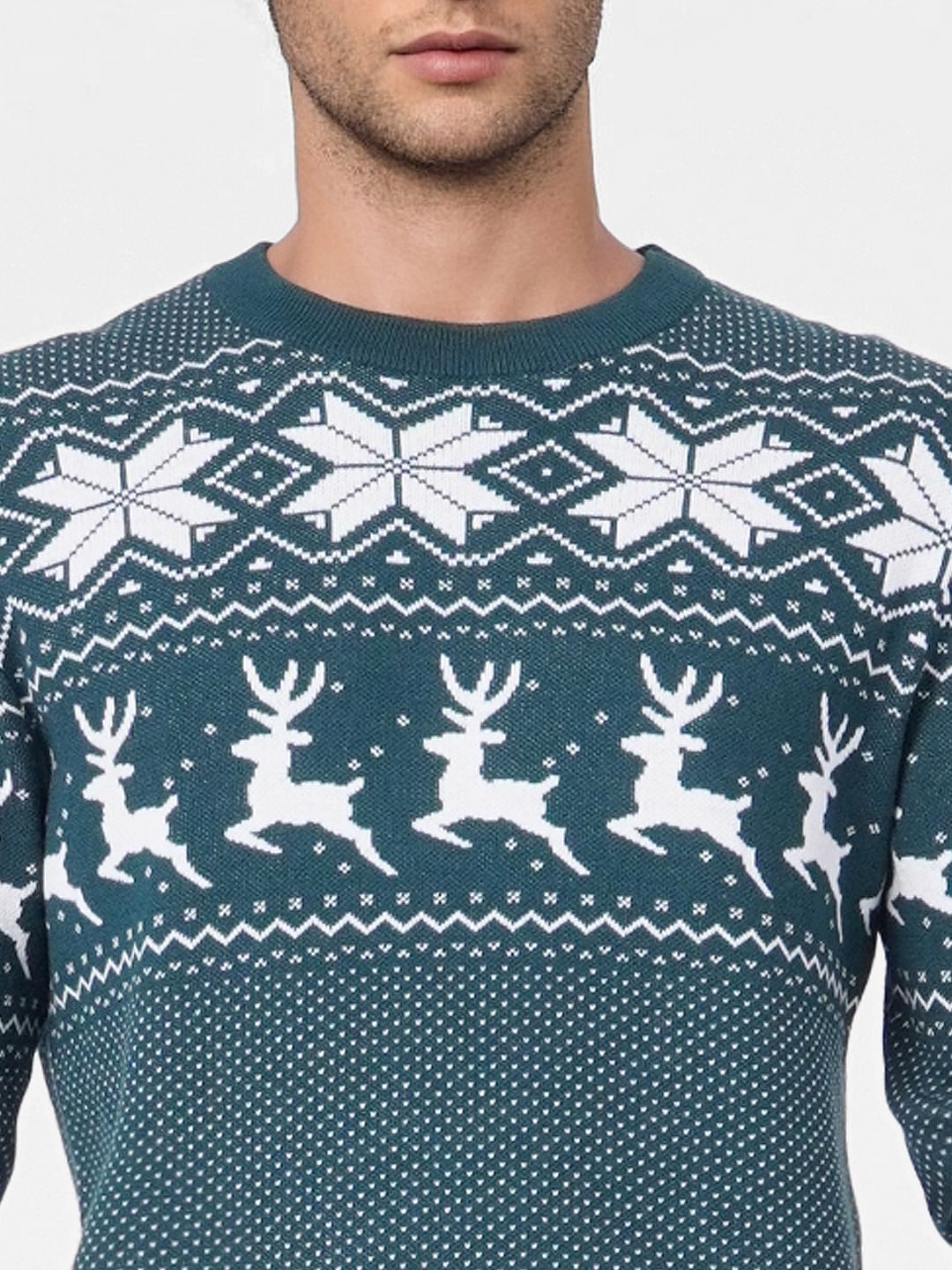 Turquoise Printed Knit Pullover