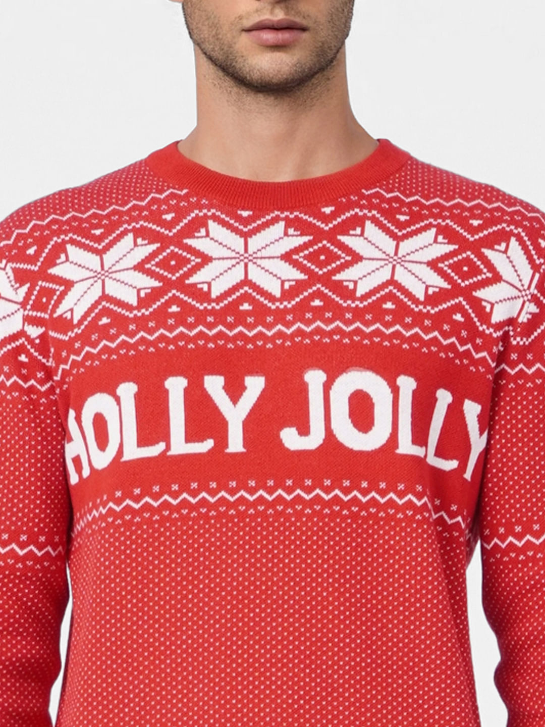 Red Printed Knit Pullover