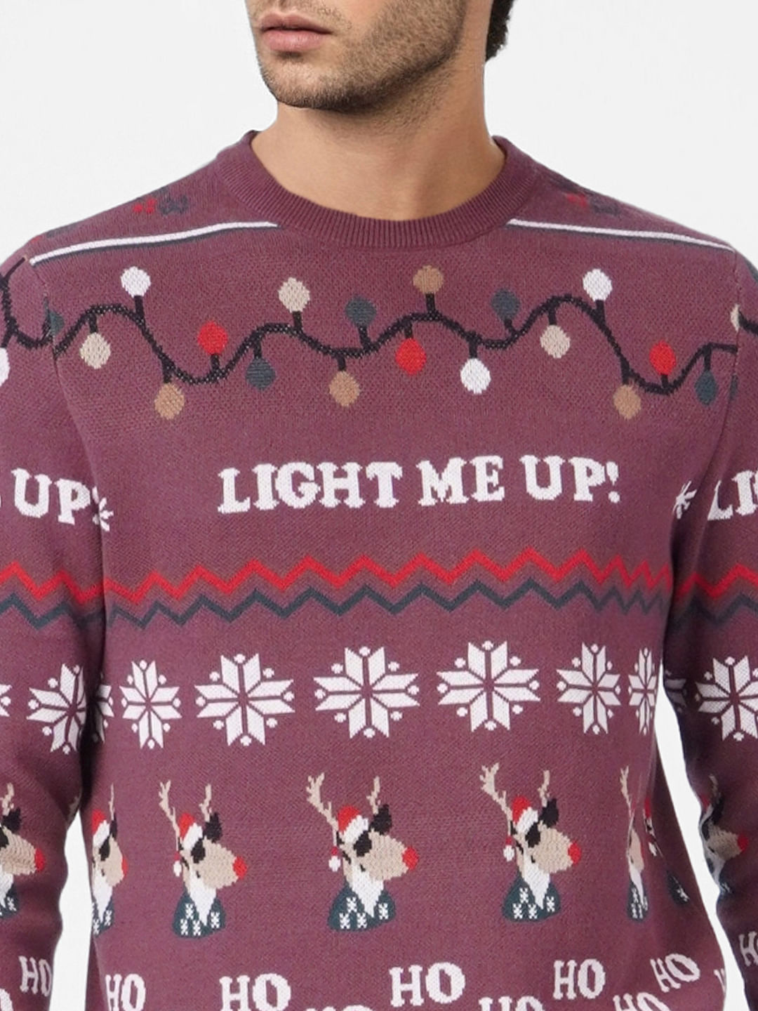 Maroon X-Mas Print Pullover
