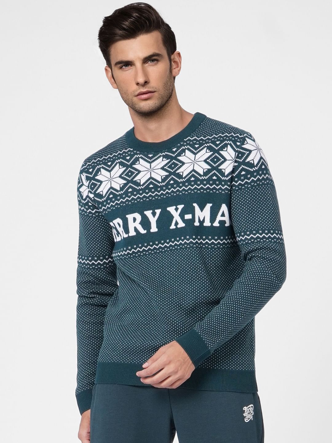 Green Printed Knit Pullover