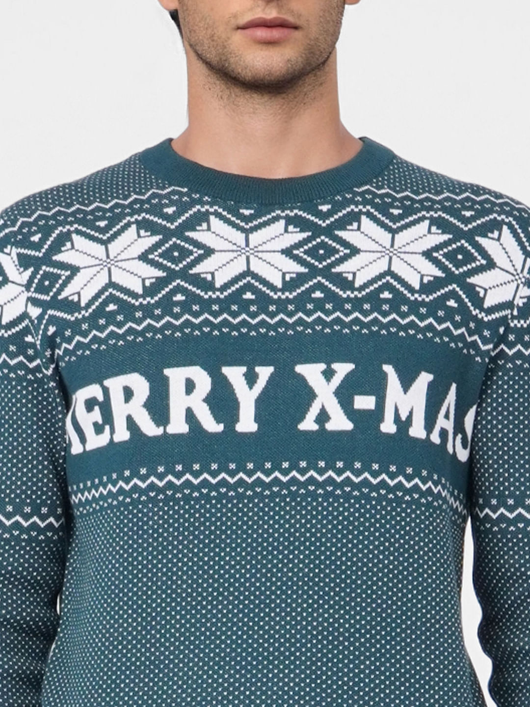 Green Printed Knit Pullover