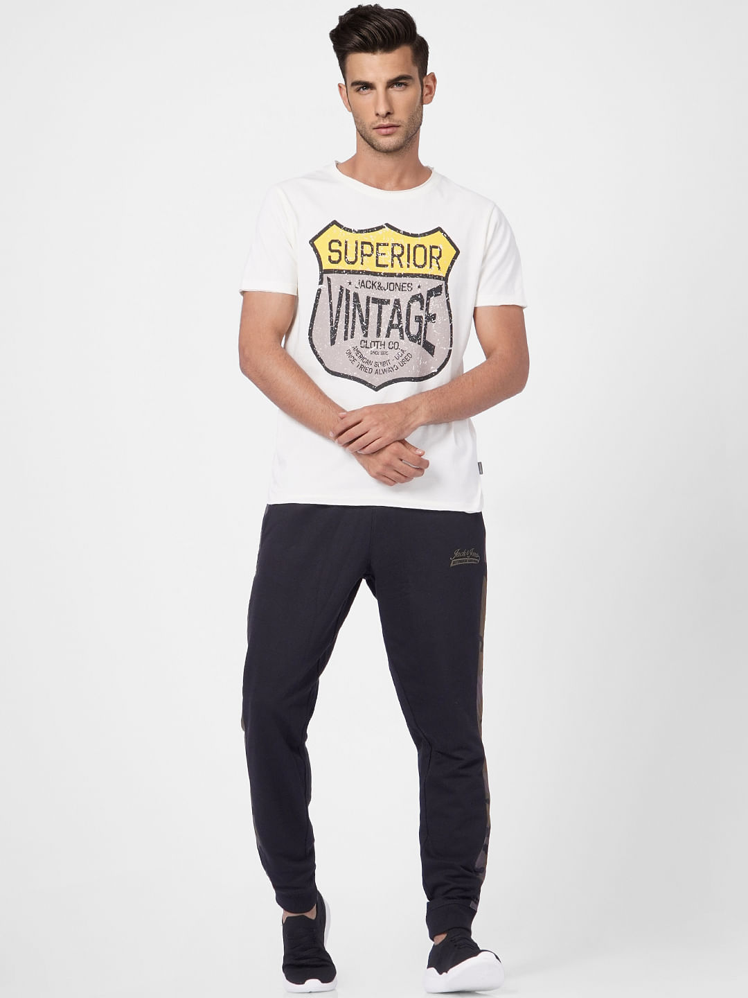 White Graphic Print Crew Neck T-shirt