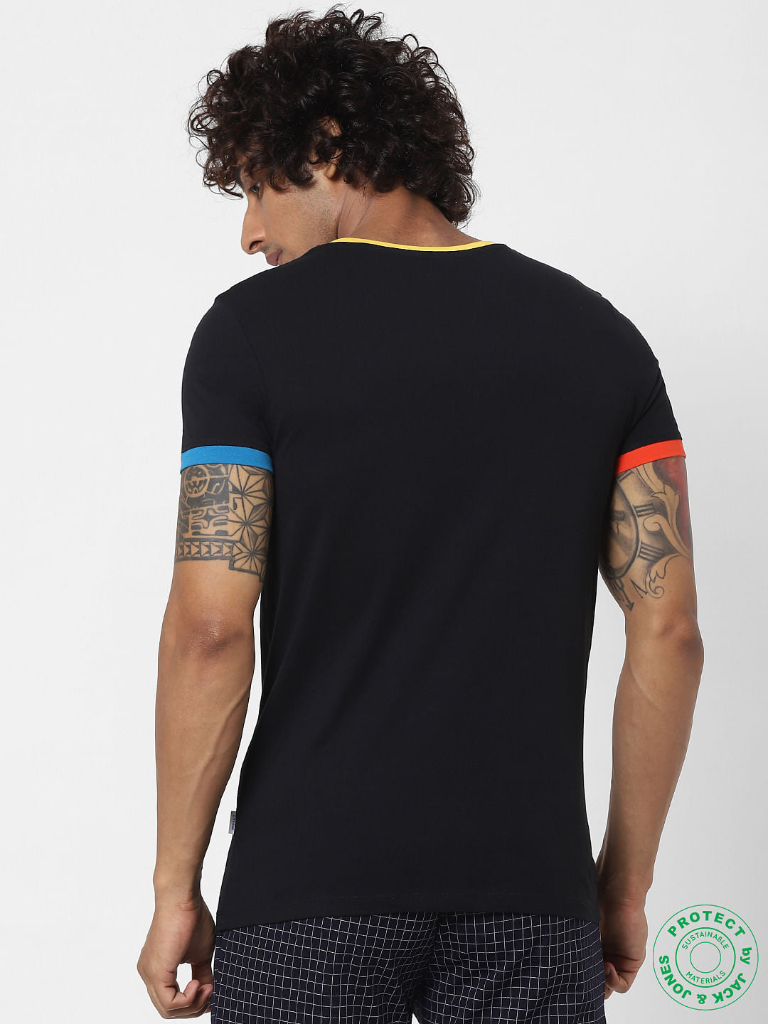 Black Contrast Tipping Crew Neck T-shirt