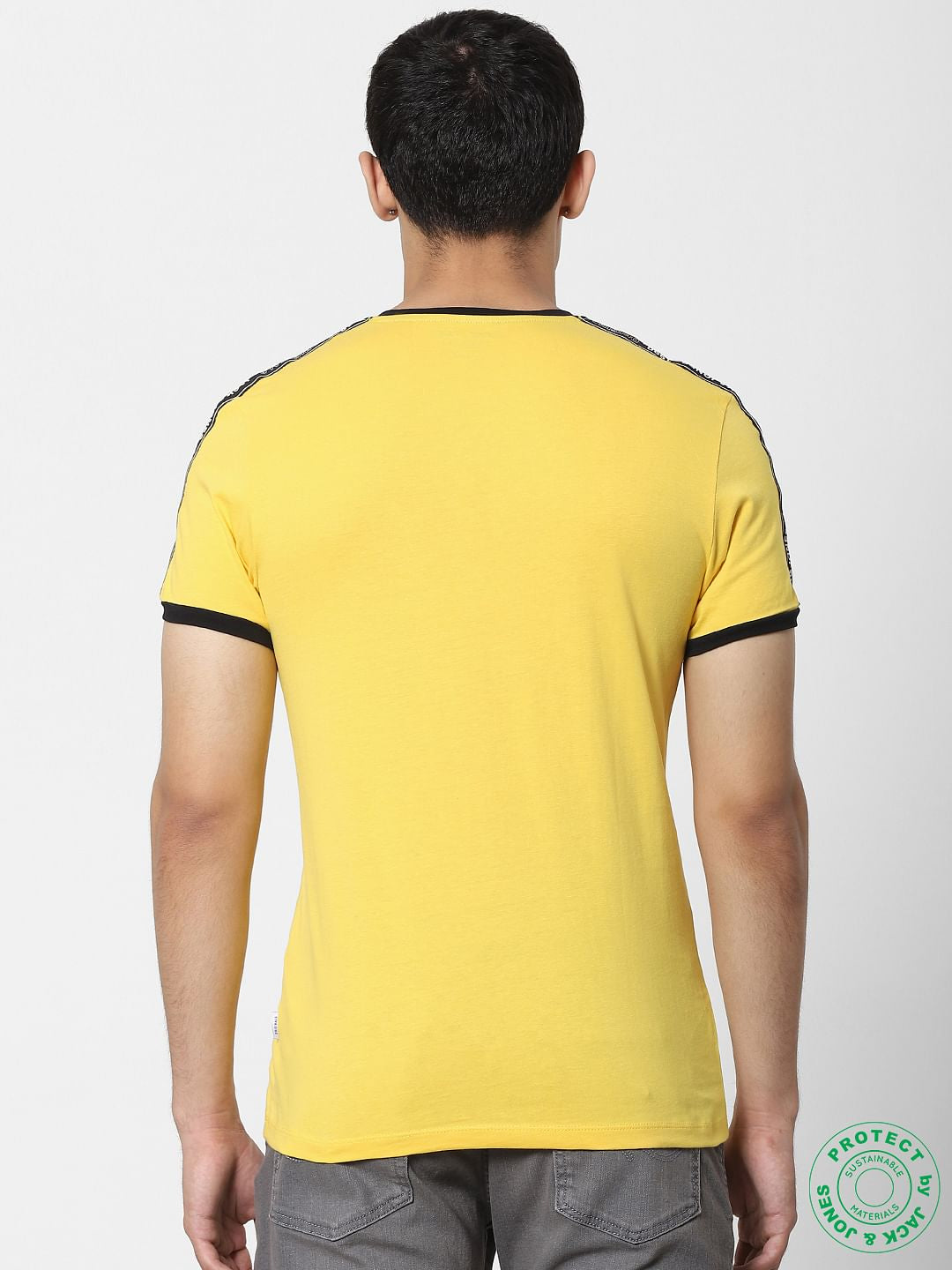 Yellow Tape Detail Crew Neck T-shirt