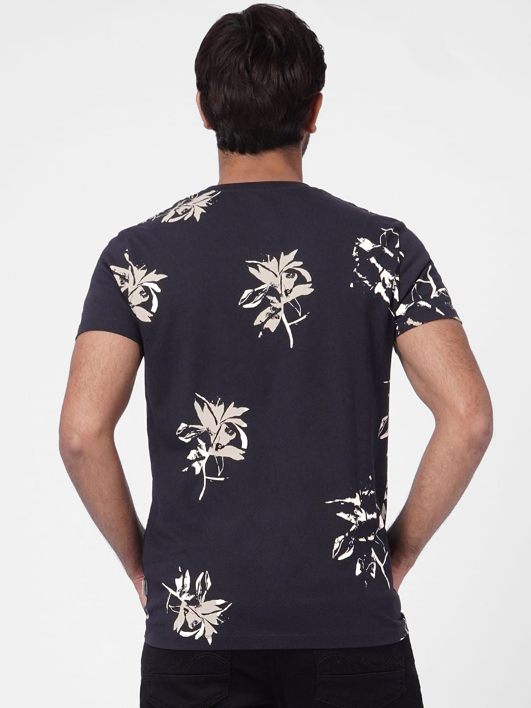 Black Printed Crew Neck T-shirt