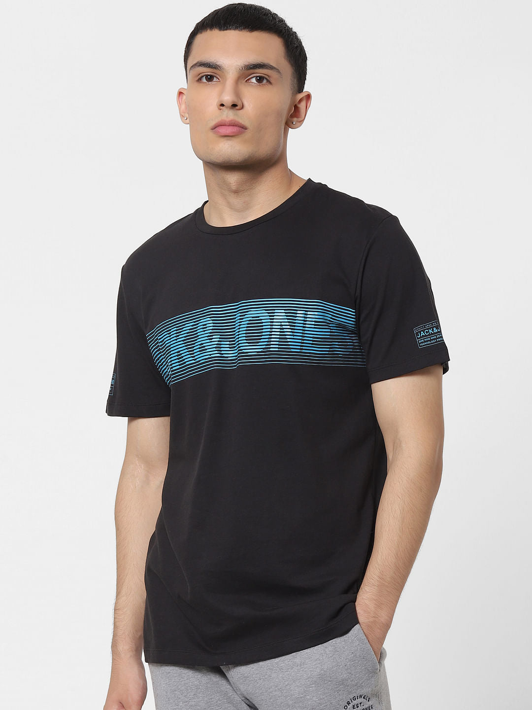 Black Logo Print Crew Neck T-shirt