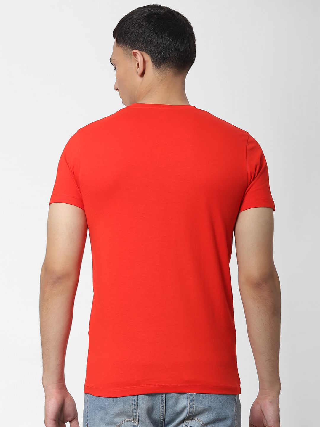 Red Slogan Print Crew Neck T-shirt