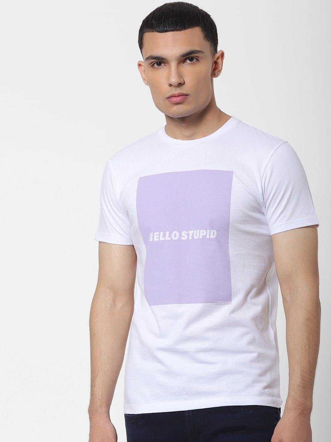 White Slogan Print Crew Neck T-shirt