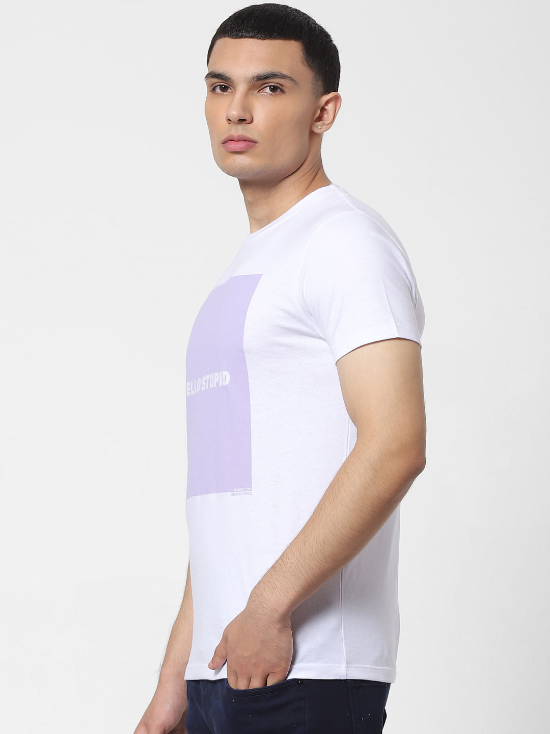 White Slogan Print Crew Neck T-shirt