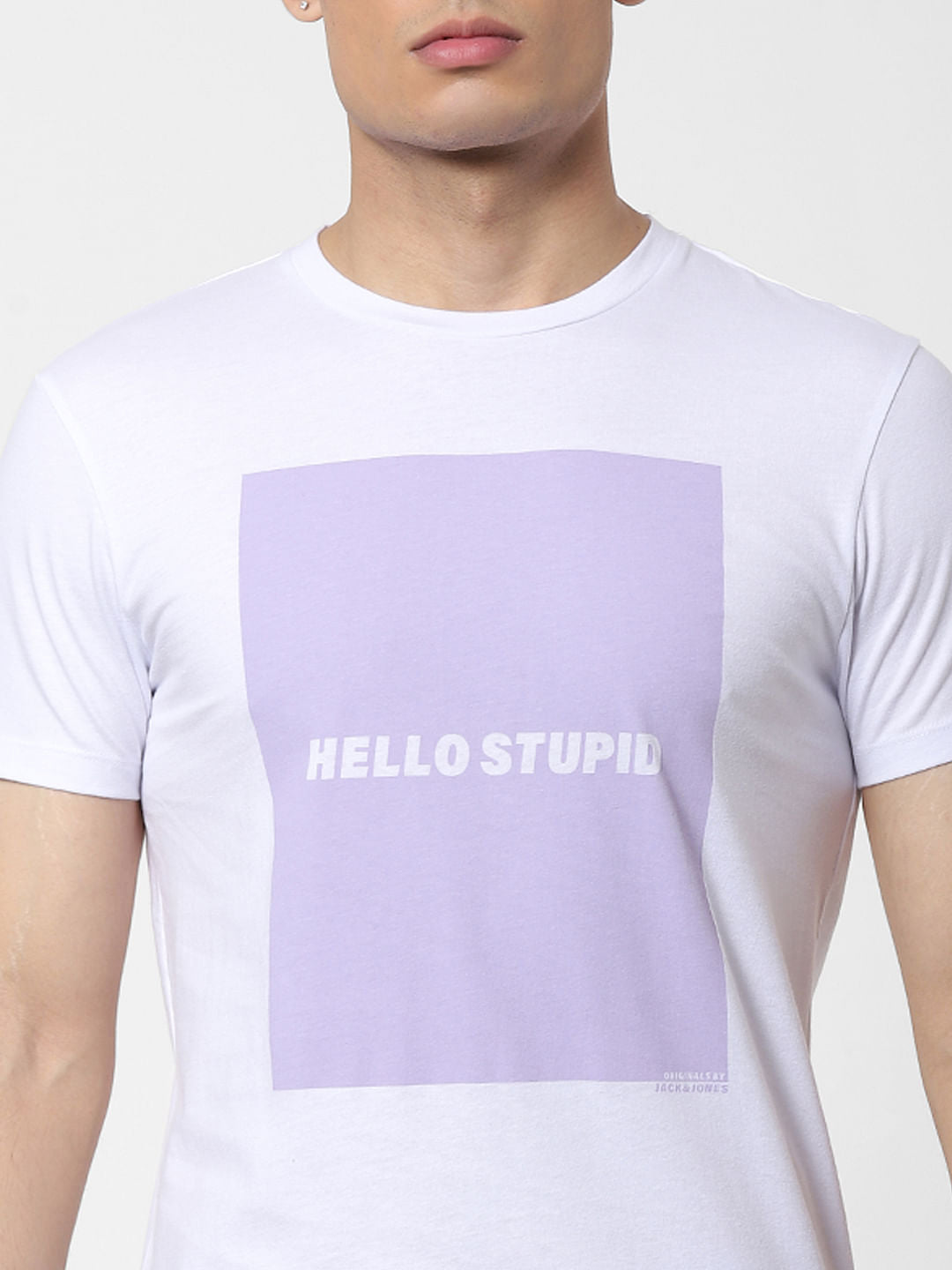 White Slogan Print Crew Neck T-shirt