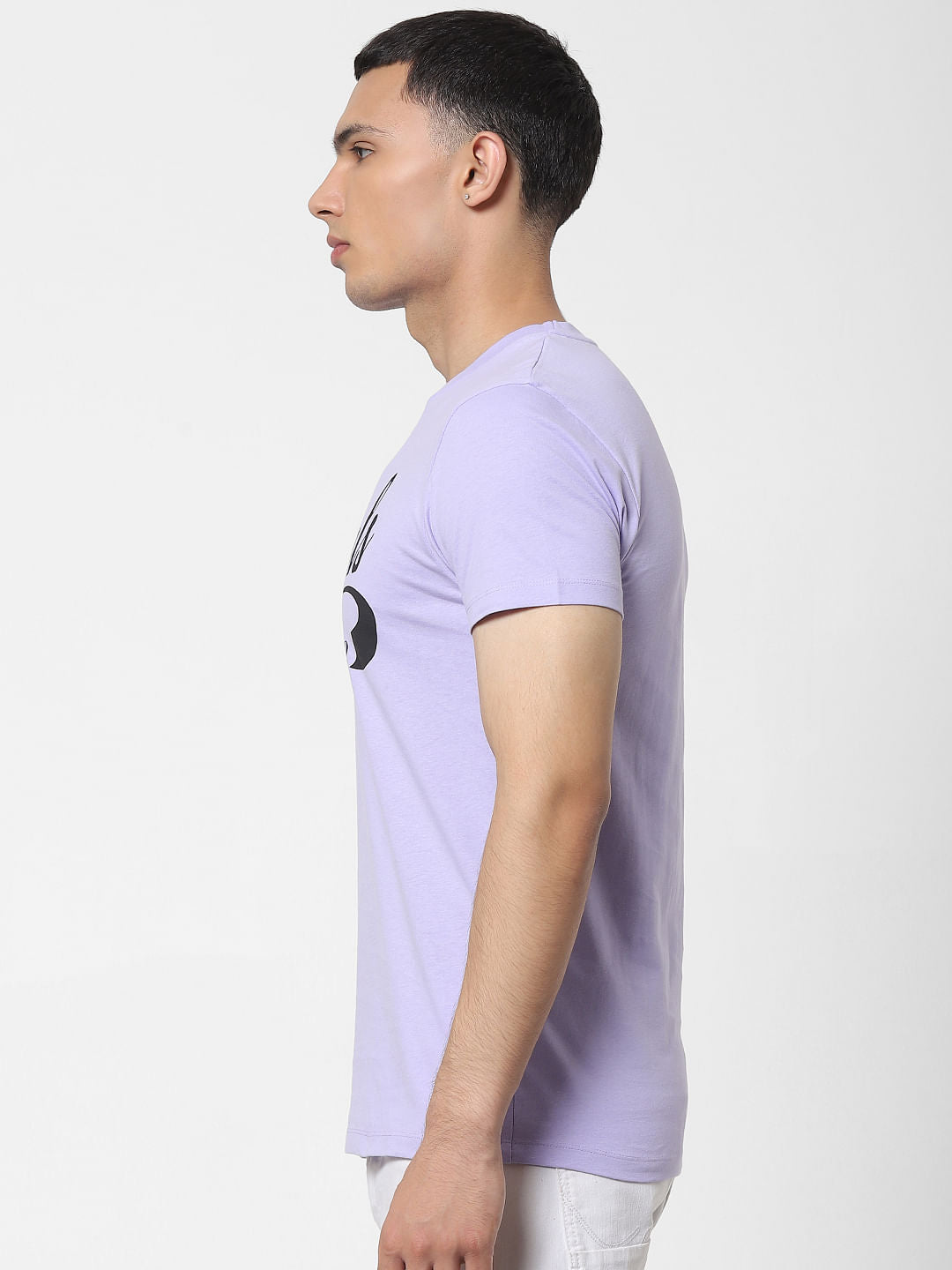 Purple Logo Print Crew Neck T-shirt