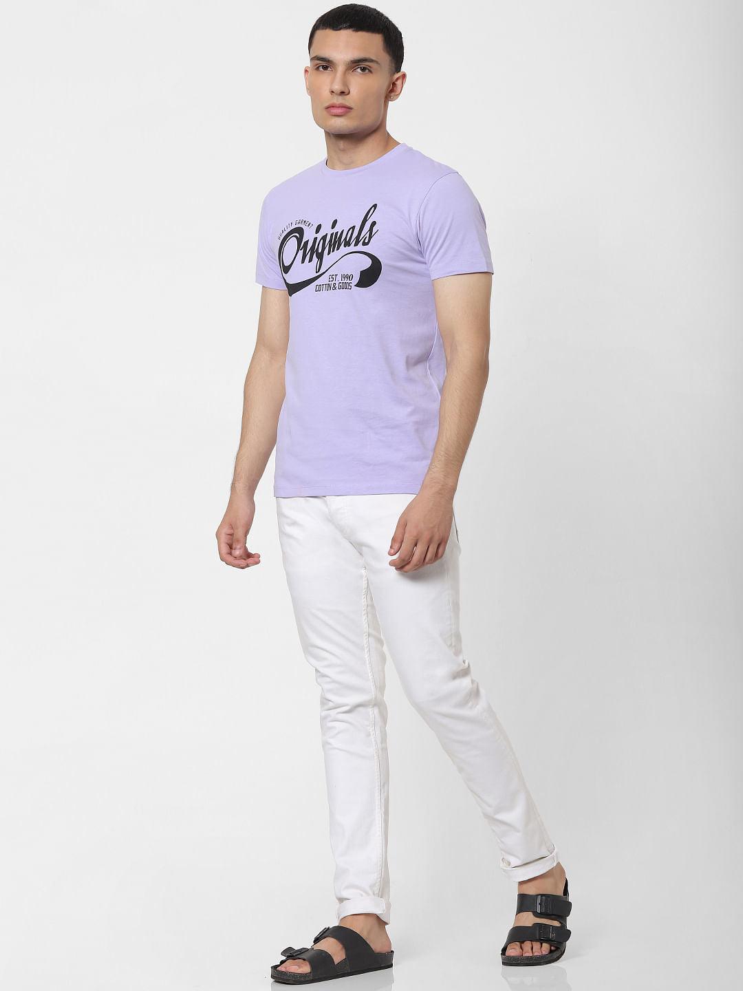 Purple Logo Print Crew Neck T-shirt
