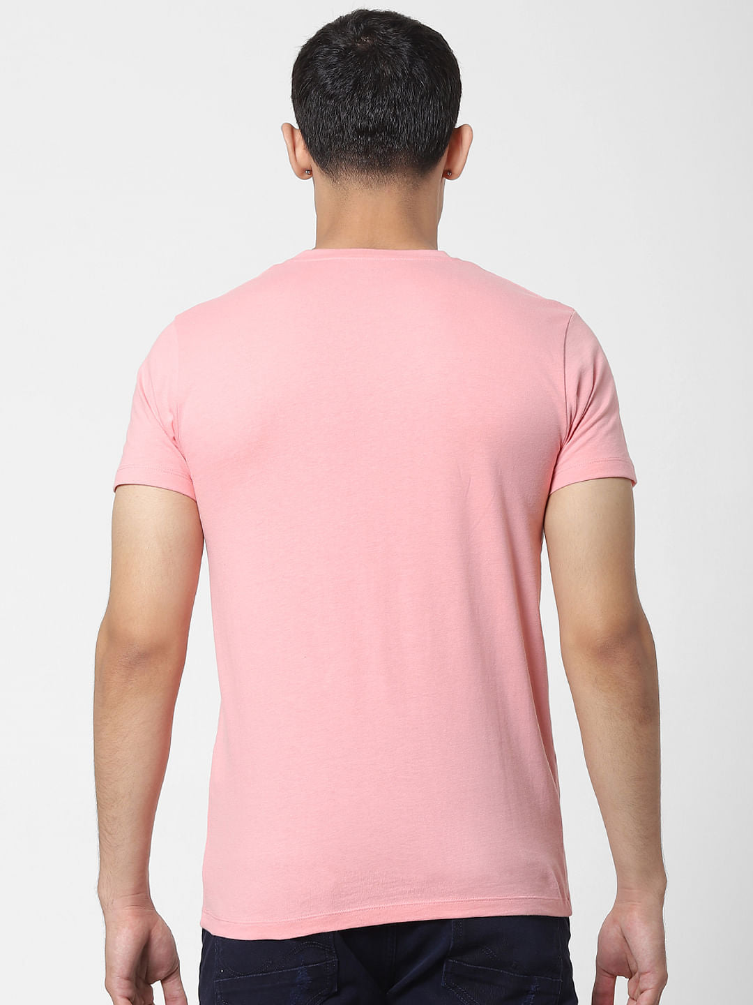 Pink Logo Print Crew Neck T-shirt