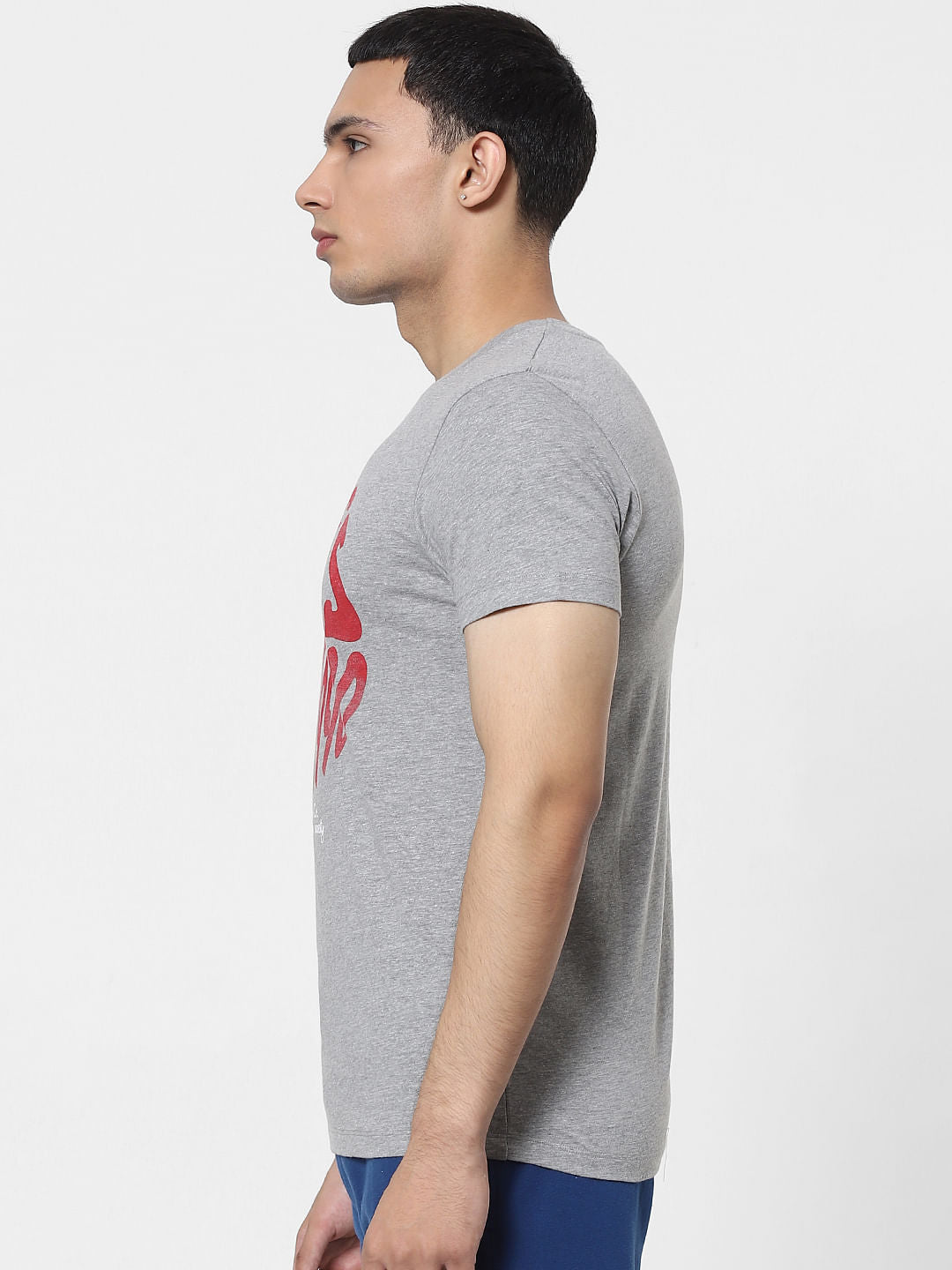 Grey Graphic Print Crew Neck T-shirt