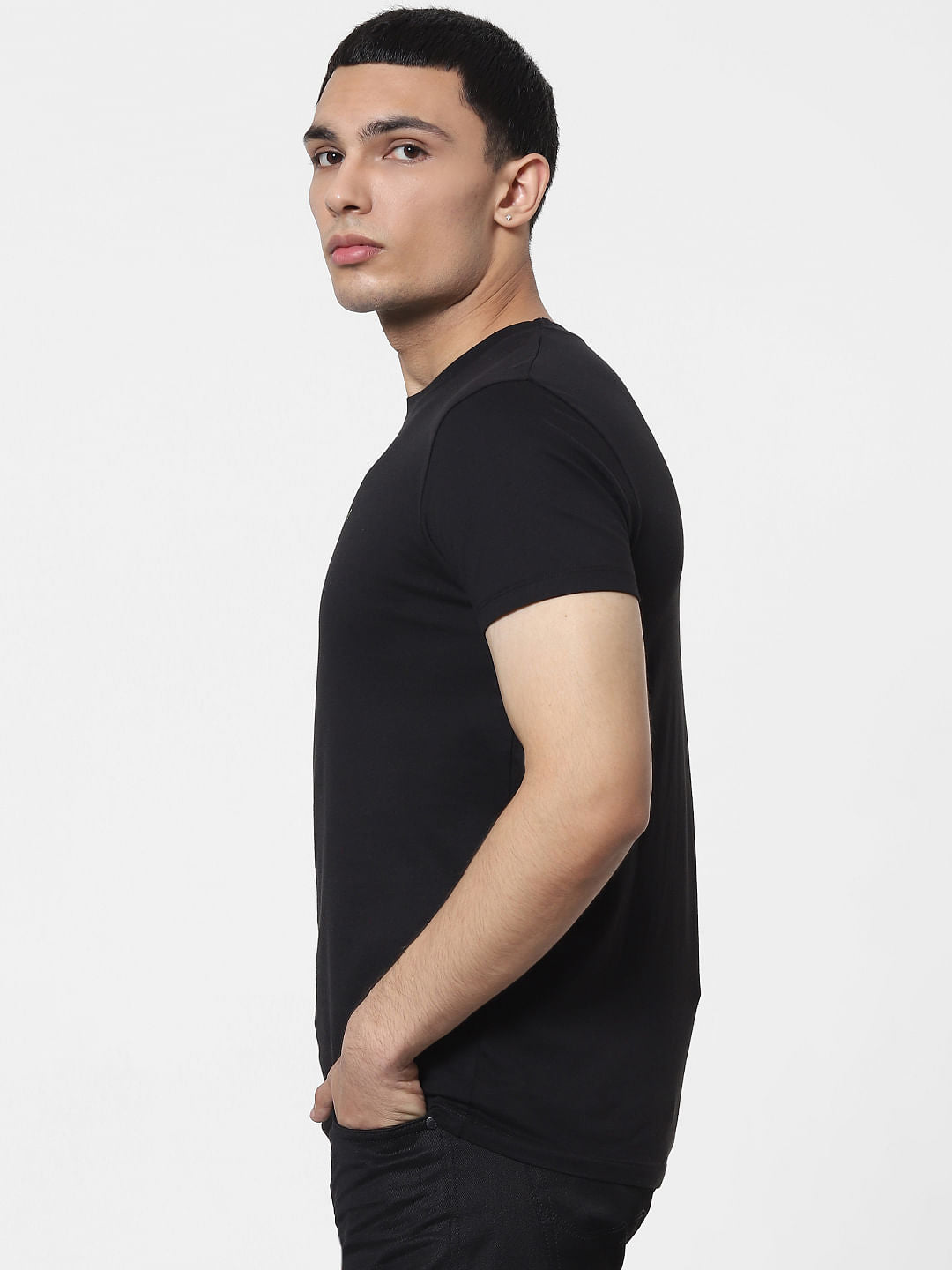 Black Slogan Print Crew Neck T-shirt