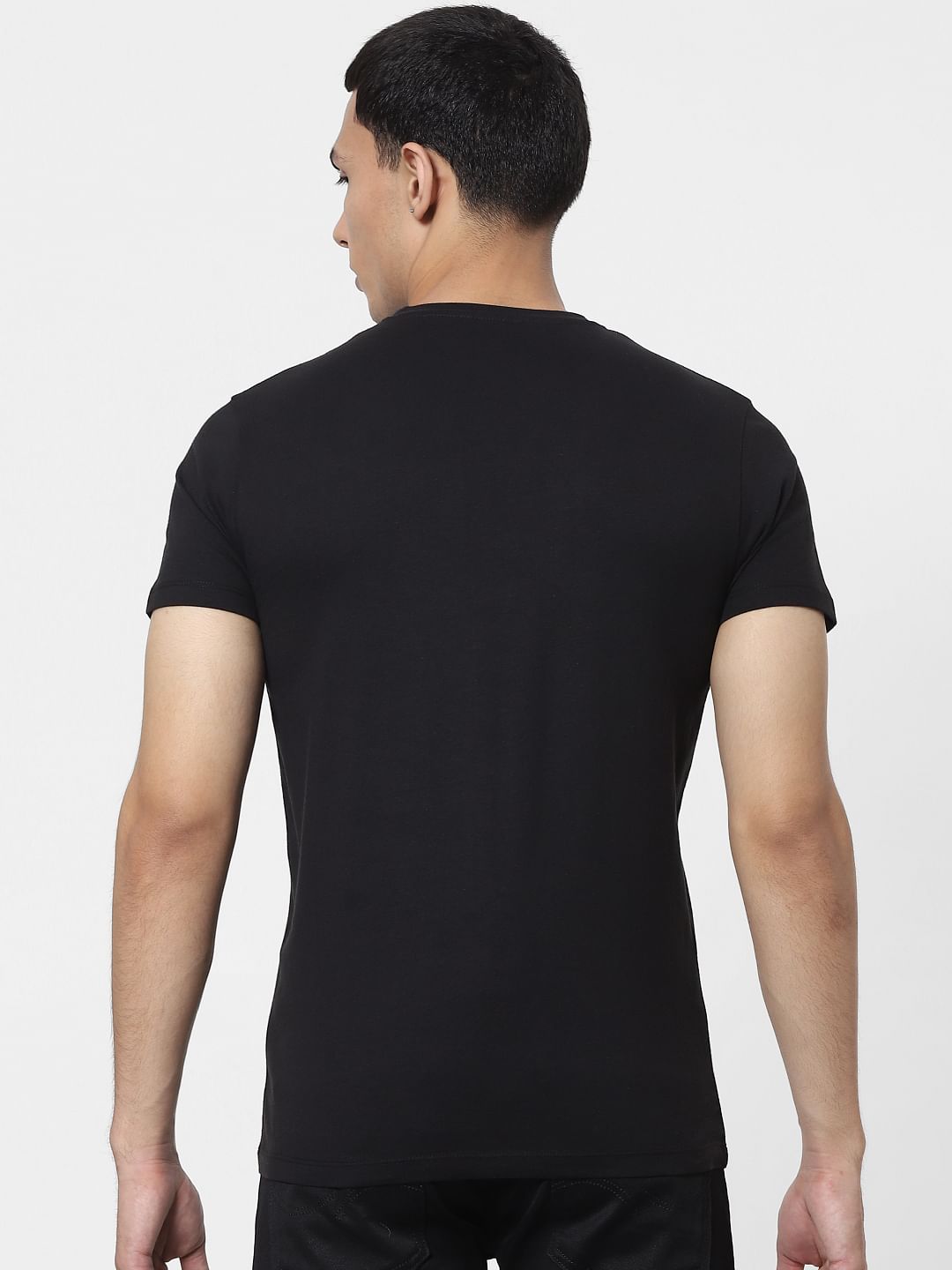 Black Slogan Print Crew Neck T-shirt