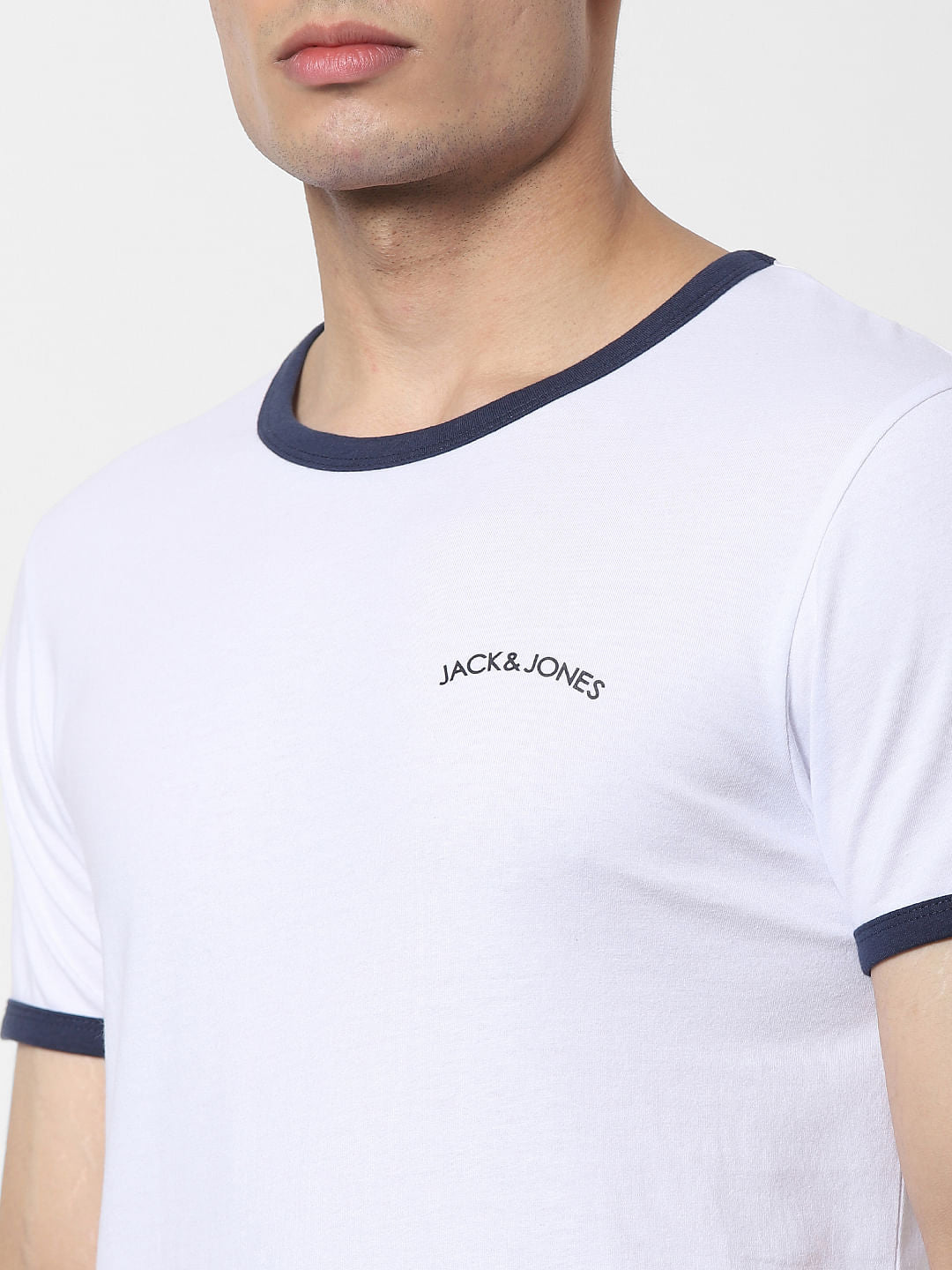 White Contrast Tipping Crew Neck T-shirt