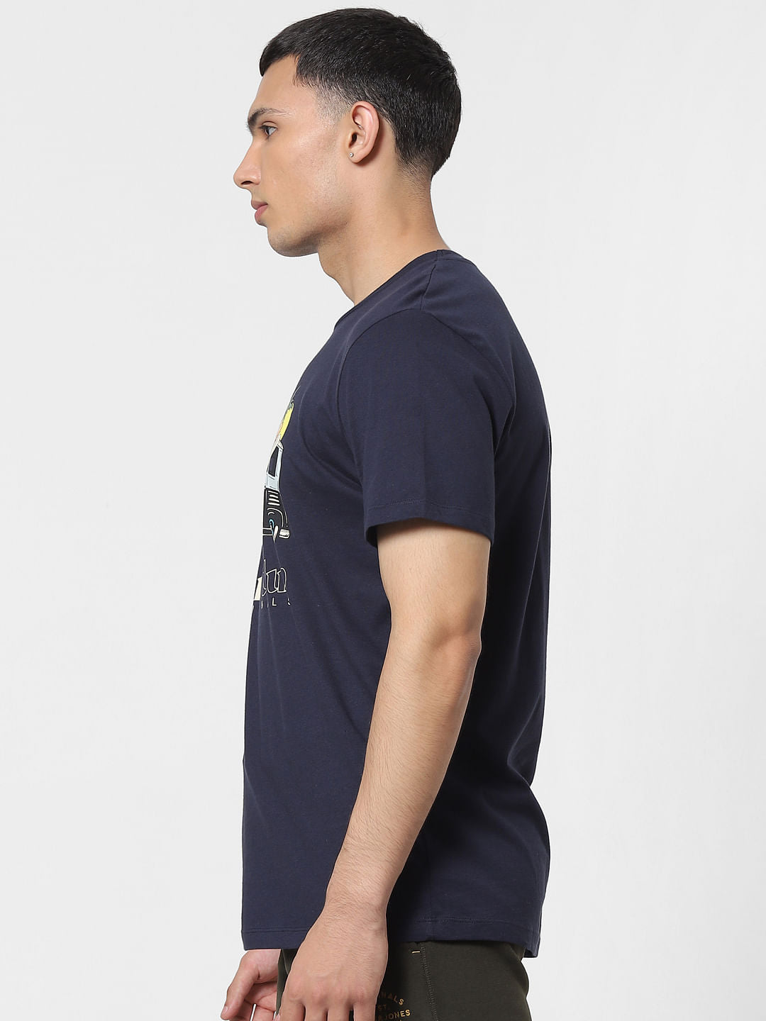 Navy Blue Graphic Print Crew Neck T-shirt