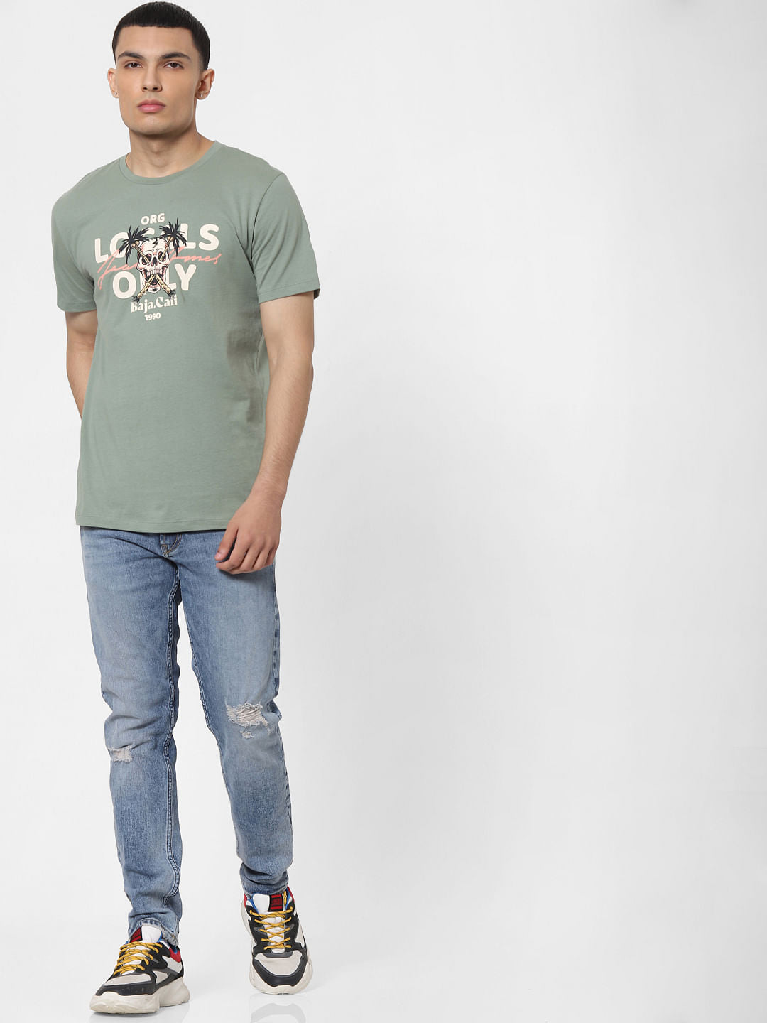 Green Graphic Print Crew Neck T-shirt