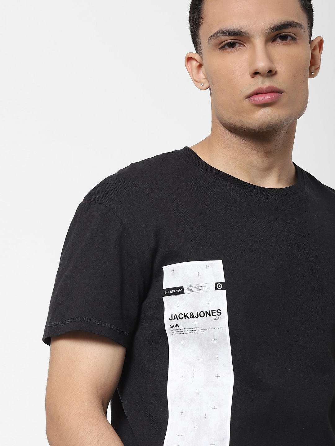 Black Logo Print Crew Neck T-shirt