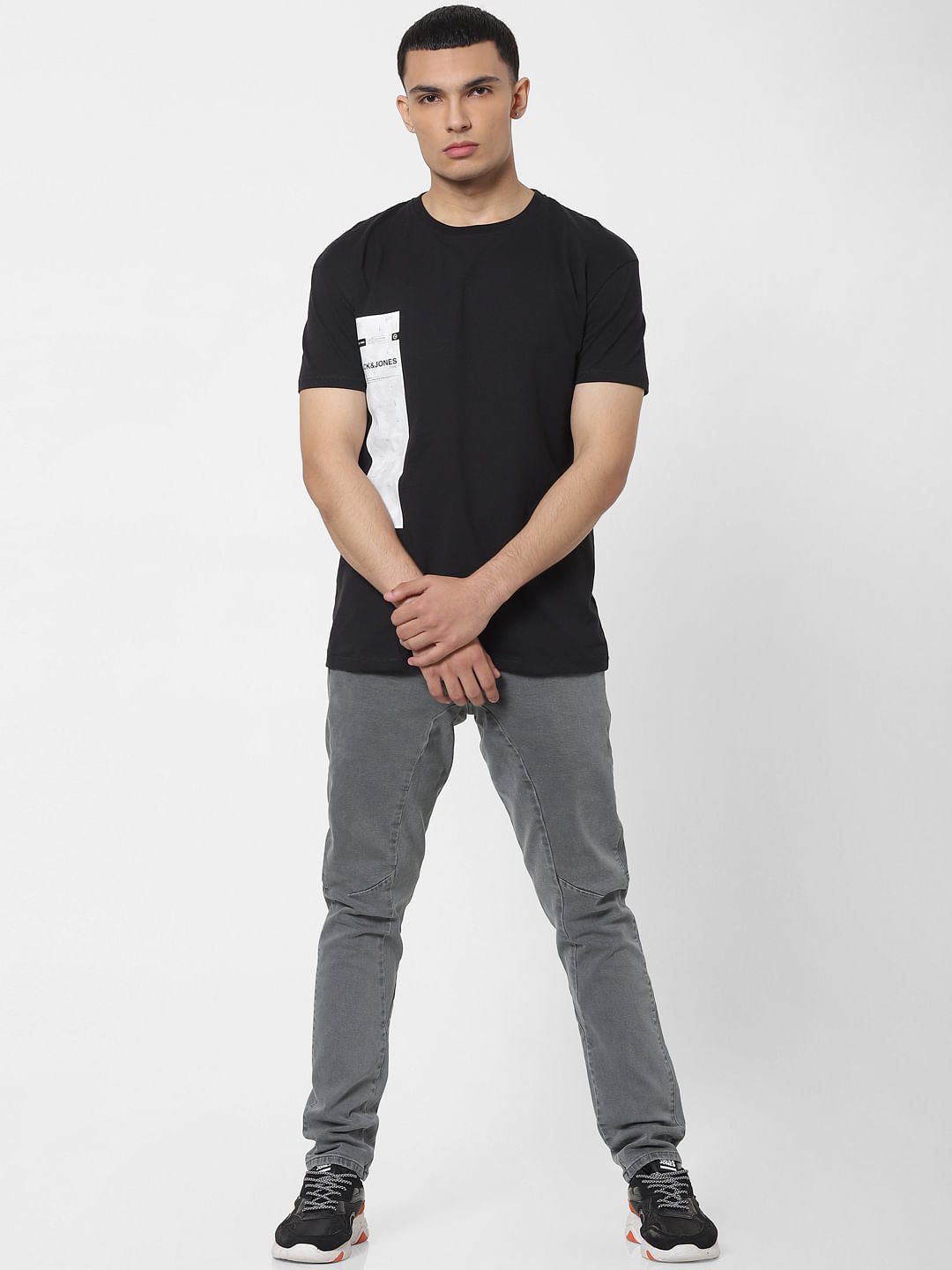 Black Logo Print Crew Neck T-shirt