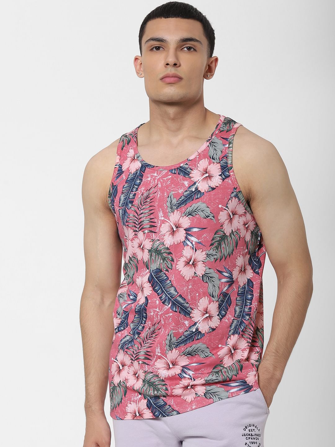 Pink Tropical Print Vest