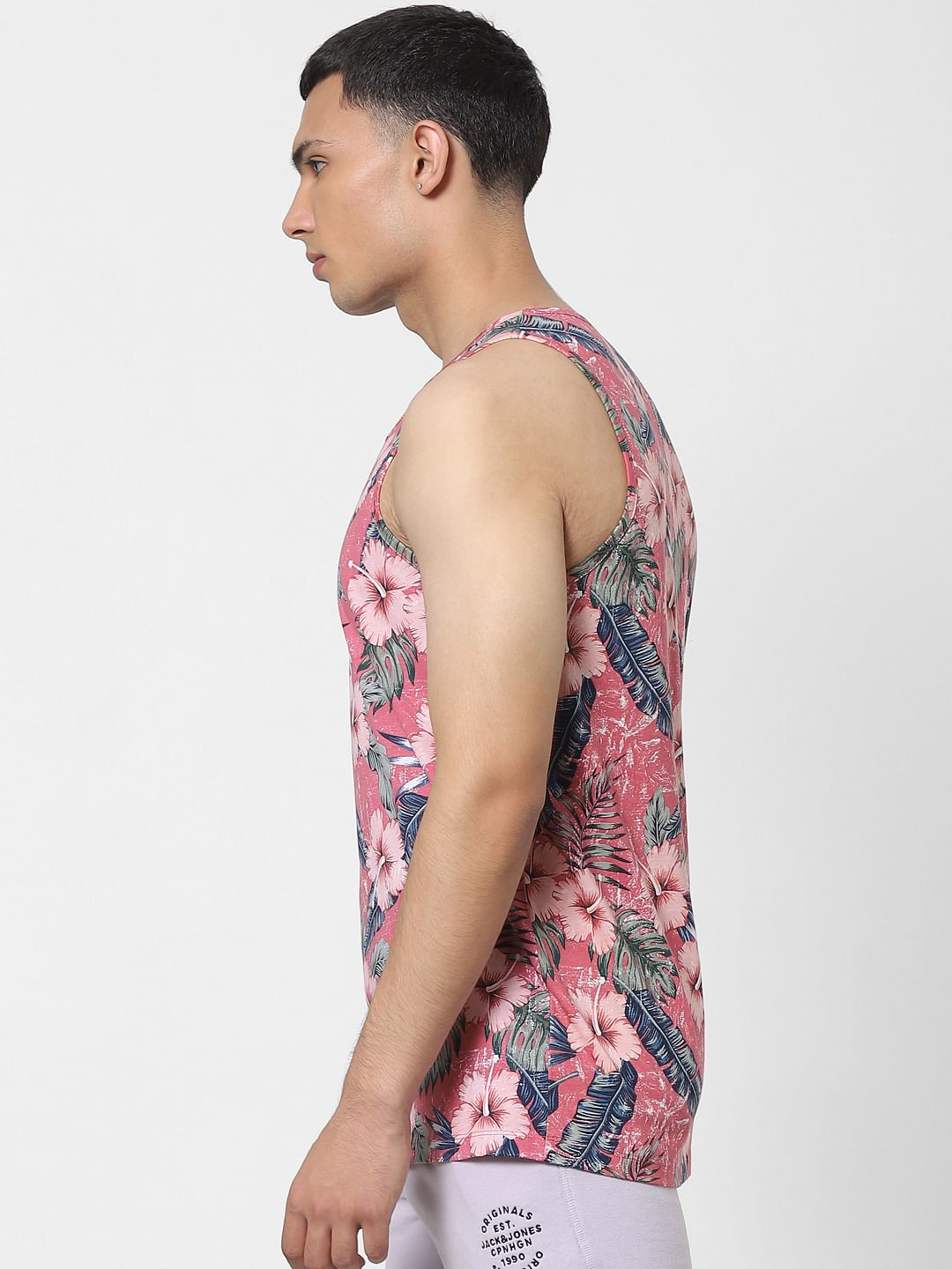 Pink Tropical Print Vest