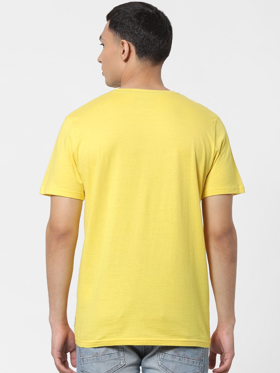 Yellow Colourblocked Crew Neck T-shirt