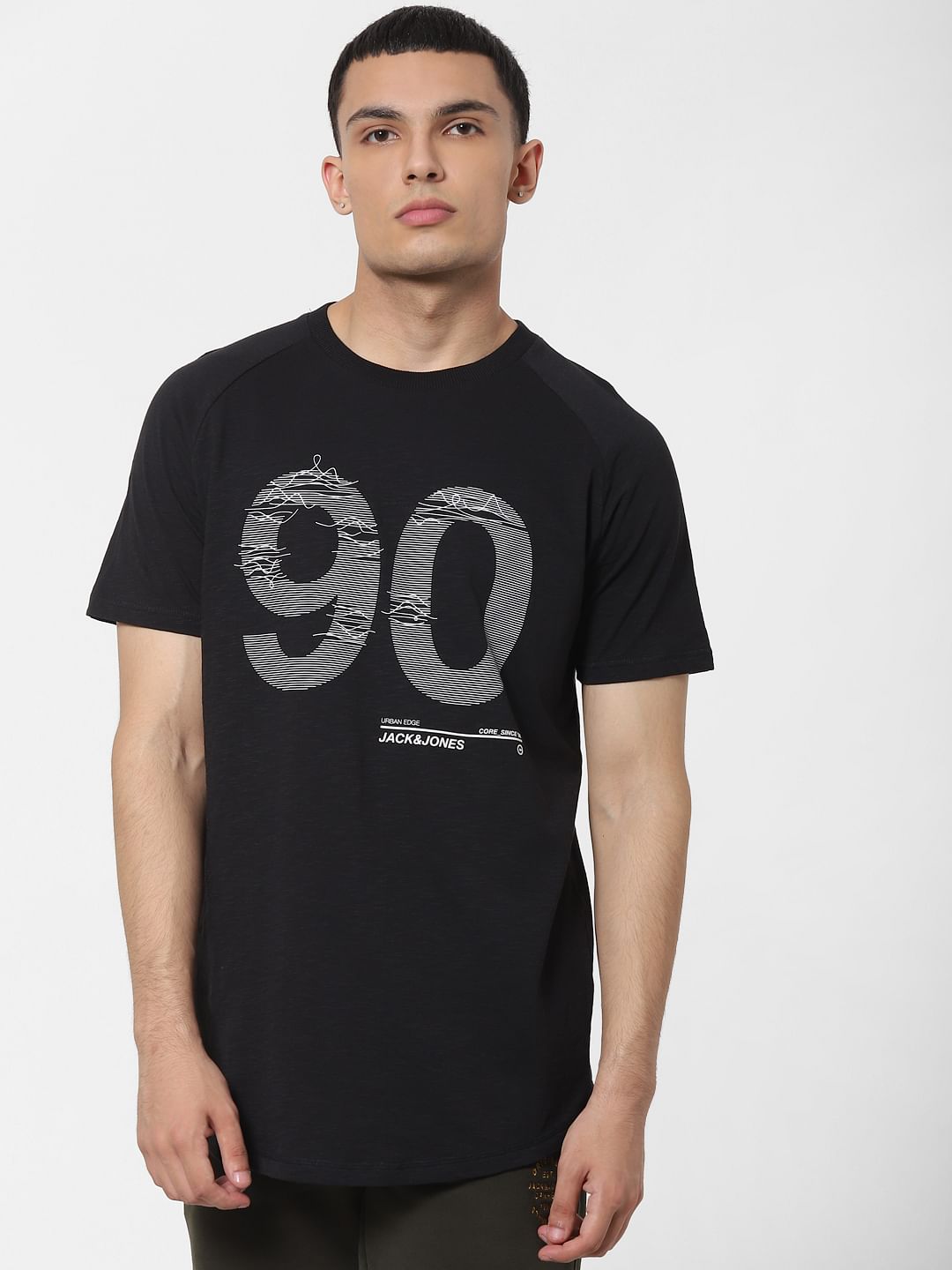 Black Graphic Print Crew Neck T-shirt