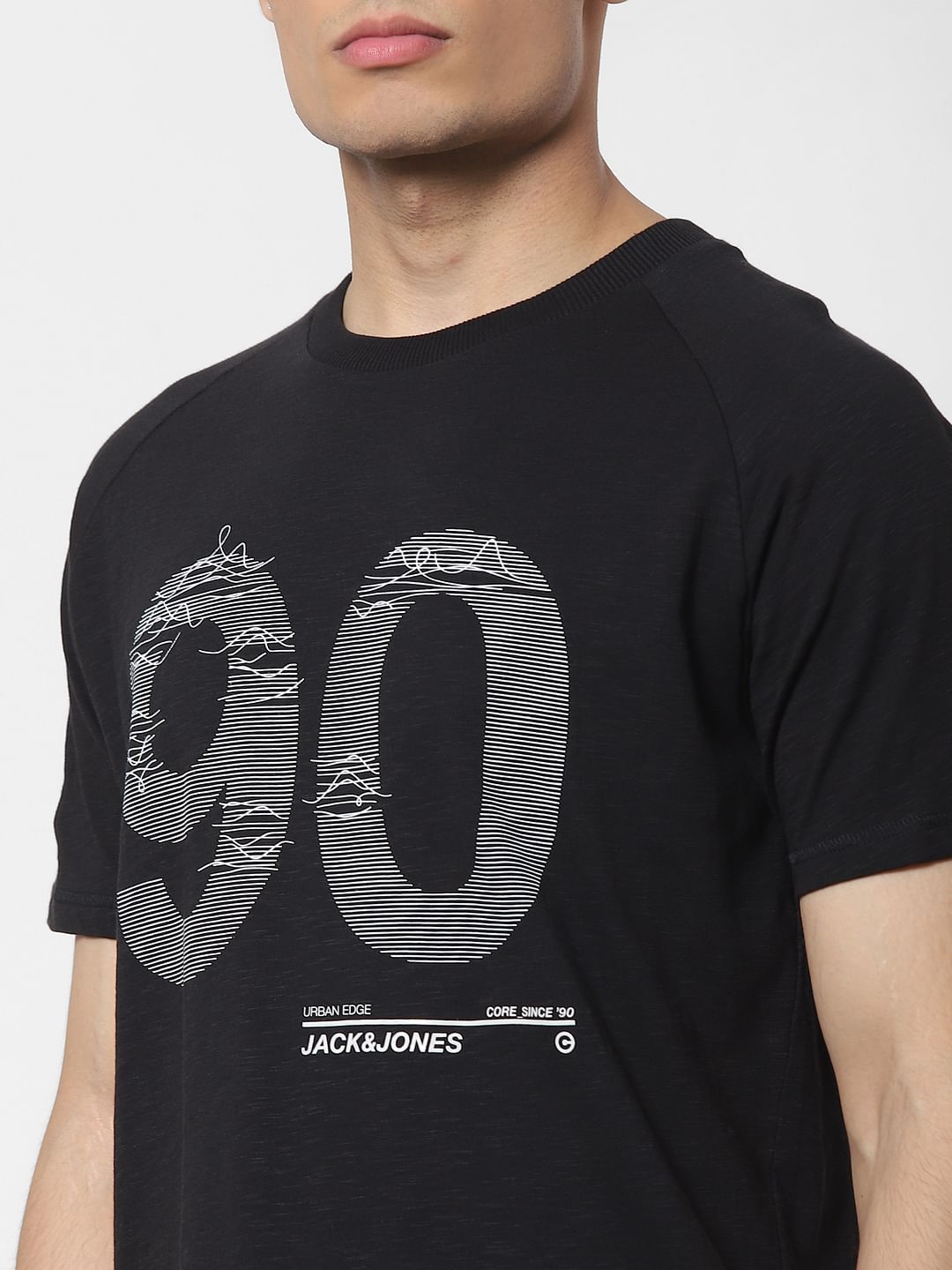 Black Graphic Print Crew Neck T-shirt
